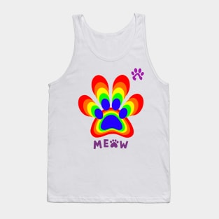 Rainbow cat Paw / colorful paw / Rainbow kitten  paw. Tank Top